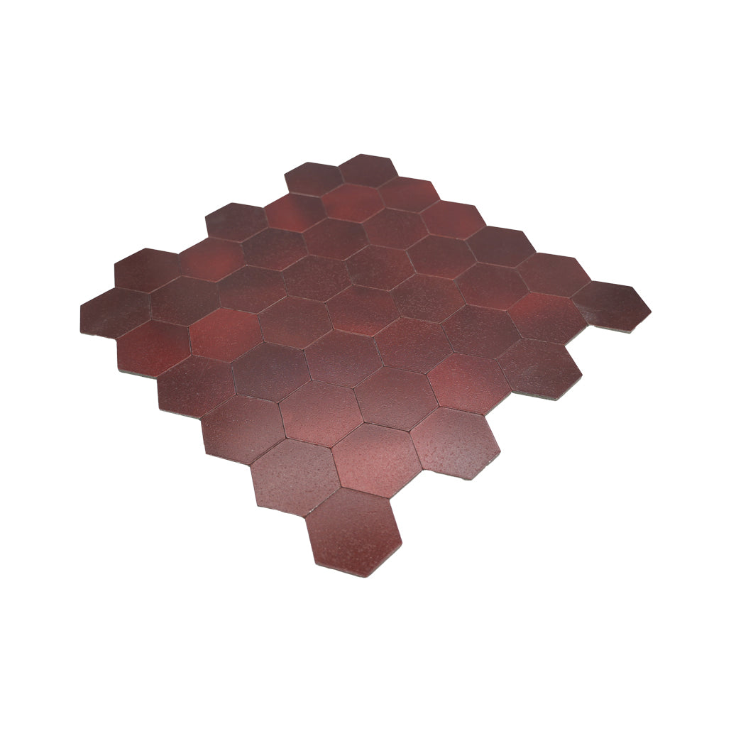Selbstklebende Mosaikfliesen Metall | Hexagon Bordeaux | 28,8×29,2 cm | Küche, Bad & WC