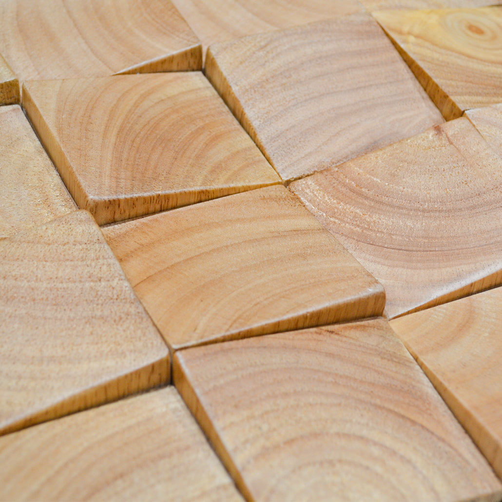 Holz Wandverkleidung Rubberwood Mosaik-Look 3D | 30×30 cm