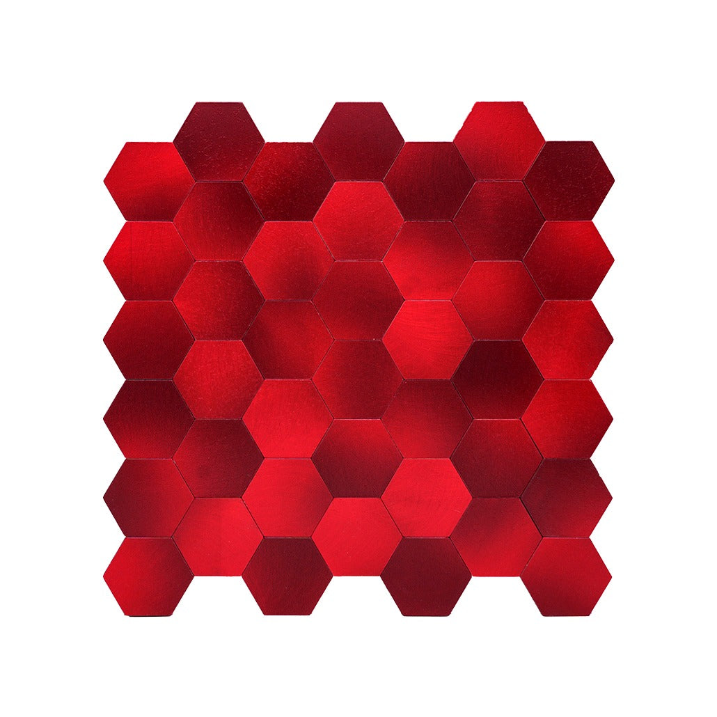 Selbstklebende Mosaikfliesen Metall | Hexagon Rot | 28,8×29,2 cm | Küche, Bad & WC