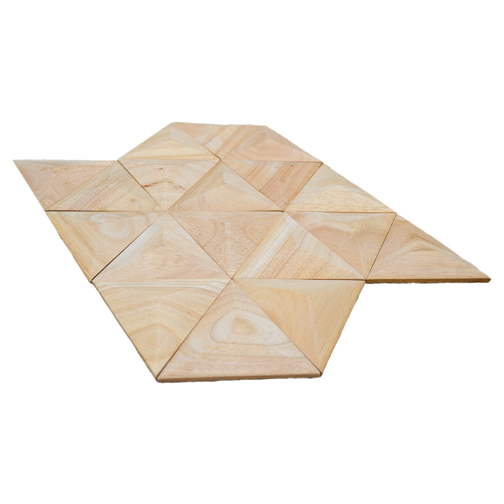 Holz Wandverkleidung Rubberwood XL Mosaik-Look 3D | 30×35 cm