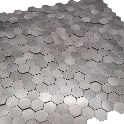 Selbstklebende Mosaikfliesen Metall | Mini Hexagon 3D Anthrazit | 29,8×30,7 cm | Küche, Bad & WC