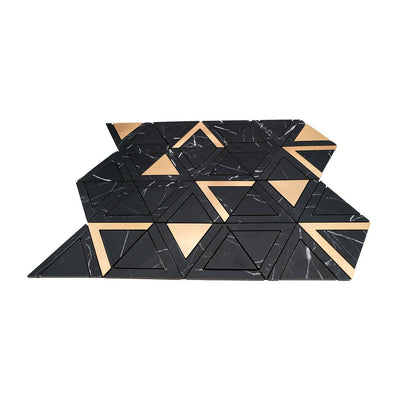 Selbstklebende Mosaikfliesen Metall | Dreieck Schwarz Gold | 28,7×33,1 cm | Küche, Bad & WC