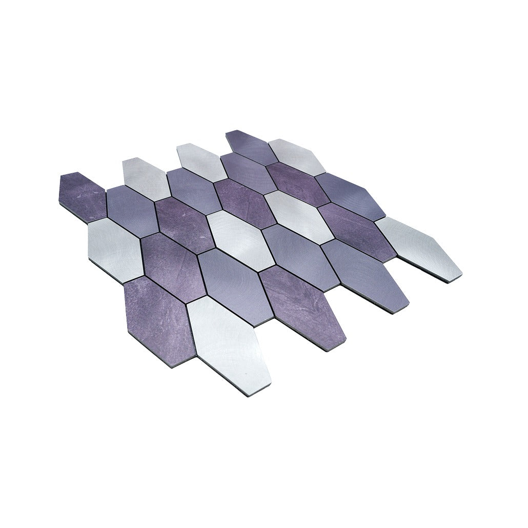 Selbstklebende Mosaikfliesen Metall | Picket Lila | 30×30 cm | Küche, Bad & WC