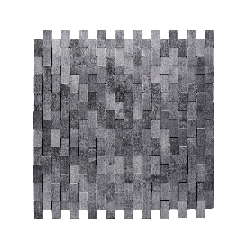 Selbstklebende Mosaikfliesen Metall | Riemchen 3D Anthrazit | 30×29,8 cm | Küche, Bad & WC