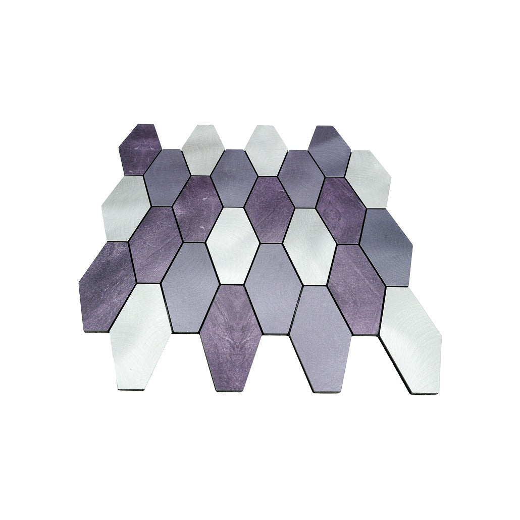 Selbstklebende Mosaikfliesen Metall | Picket Lila | 30×30 cm | Küche, Bad & WC