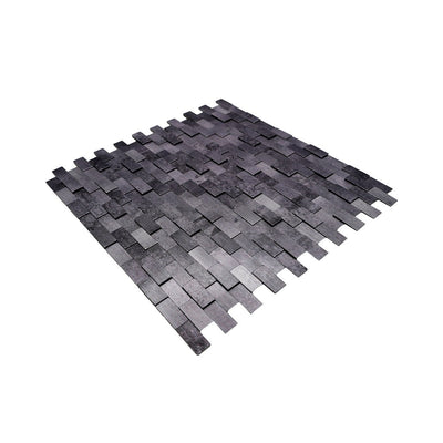 Selbstklebende Mosaikfliesen Metall | Riemchen 3D Anthrazit | 30×29,8 cm | Küche, Bad & WC