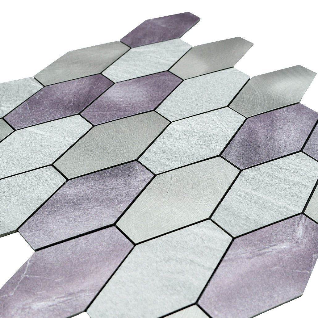 Selbstklebende Mosaikfliesen Metall | Picket Grau | 30×30 cm | Küche, Bad & WC