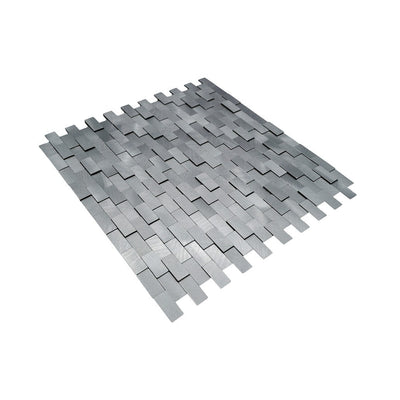 Selbstklebende Mosaikfliesen Metall | Riemchen 3D Silber | 30×29,8 cm | Küche, Bad & WC