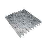 Selbstklebende Mosaikfliesen Metall | Riemchen 3D Silber | 30×29,8 cm | Küche, Bad & WC