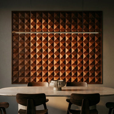Holz Wandverkleidung Cumaru Deep Mosaik-Look 3D | 30×30 cm