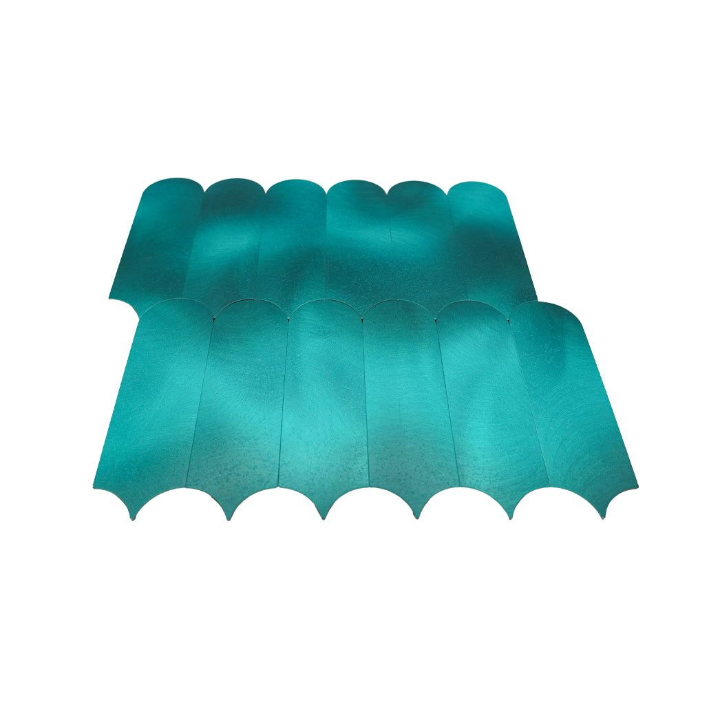 Selbstklebende Mosaikfliesen Metall | Bogen Türkis | 28,8×29,8 cm | Küche, Bad & WC