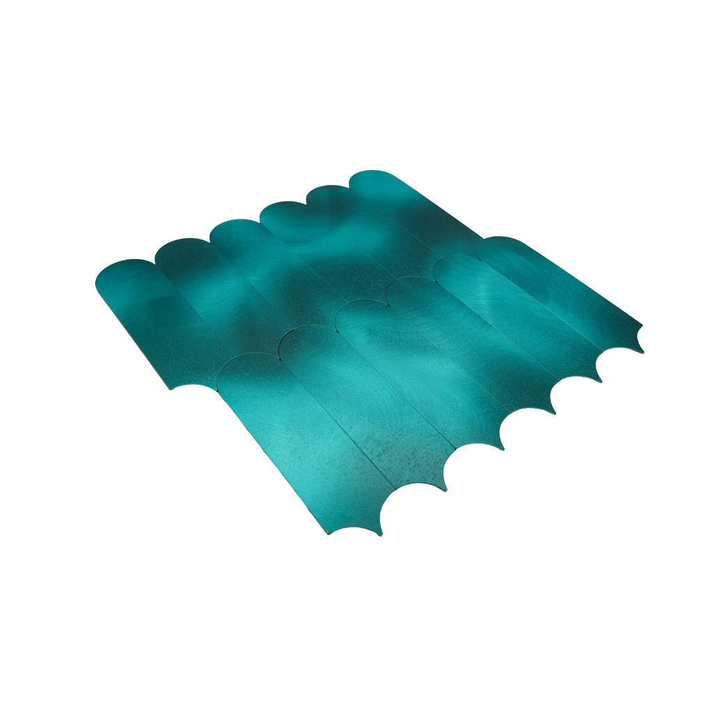 Selbstklebende Mosaikfliesen Metall | Bogen Türkis | 28,8×29,8 cm | Küche, Bad & WC