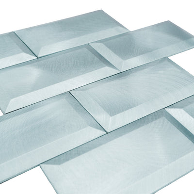 Selbstklebende Mosaikfliesen Metall | Metro 3D Blau | 30,5×30,5 cm | Küche, Bad & WC