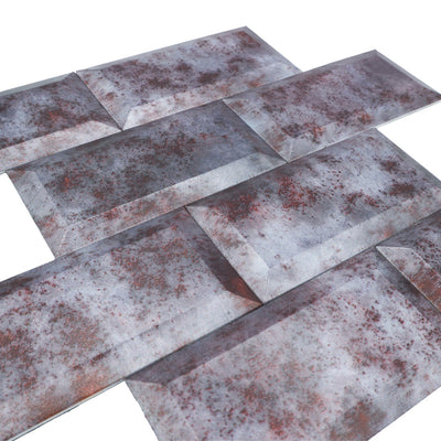 Selbstklebende Mosaikfliesen Metall | Metro 3D Grau | 30,5×30,5 cm | Küche, Bad & WC