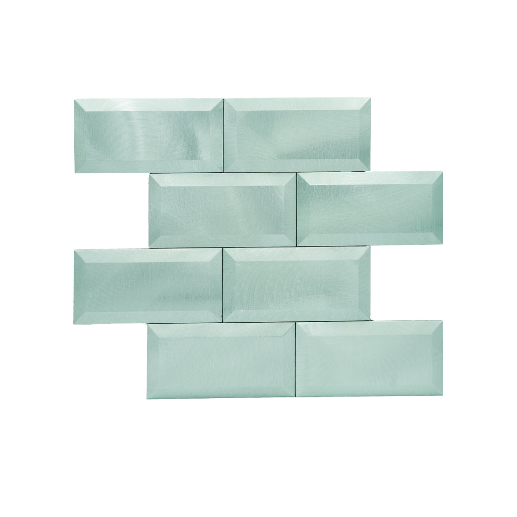 Selbstklebende Mosaikfliesen Metall | Metro 3D Pastellgrün | 30,5×30,5 cm | Küche, Bad & WC