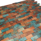 Selbstklebende Mosaikfliesen Metall | Riemchen 3D Patina Kupfer | 30×29,8 cm | Küche, Bad & WC