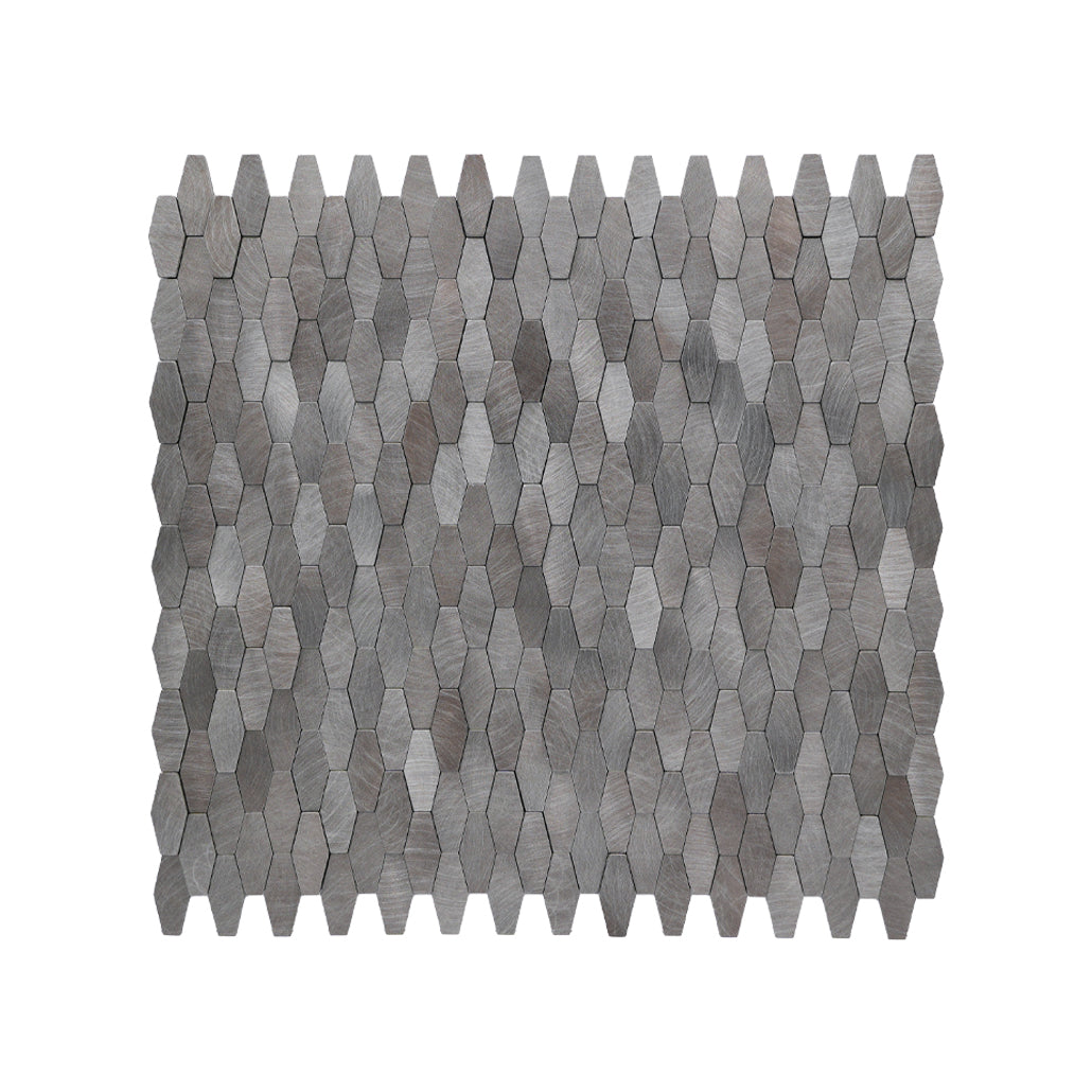 Selbstklebende Mosaikfliesen Metall | Picket 3D Grau | 31×30 cm | Küche, Bad & WC
