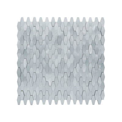 Selbstklebende Mosaikfliesen Metall | Picket 3D Silber | 31×30 cm | Küche, Bad & WC