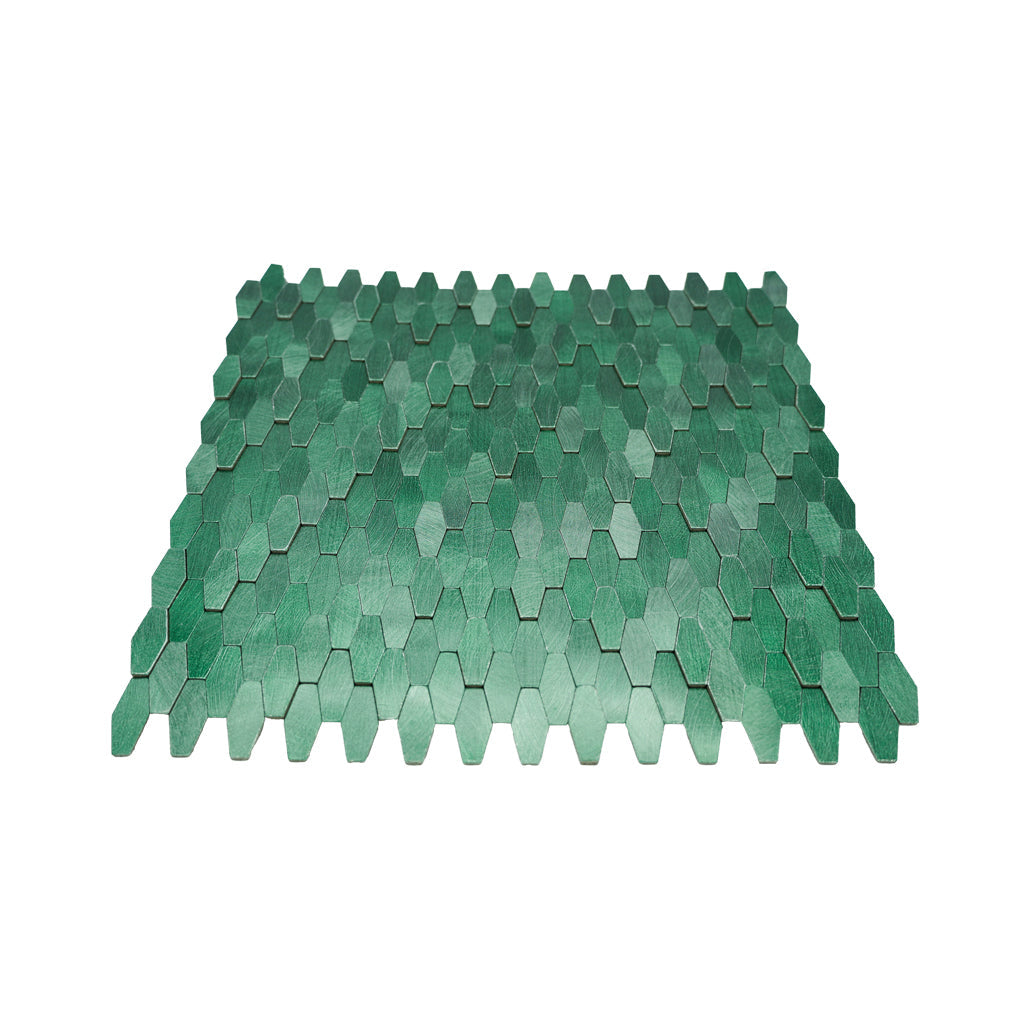 Selbstklebende Mosaikfliesen Metall | Picket 3D Dunkelgrün | 31×30 cm | Küche, Bad & WC