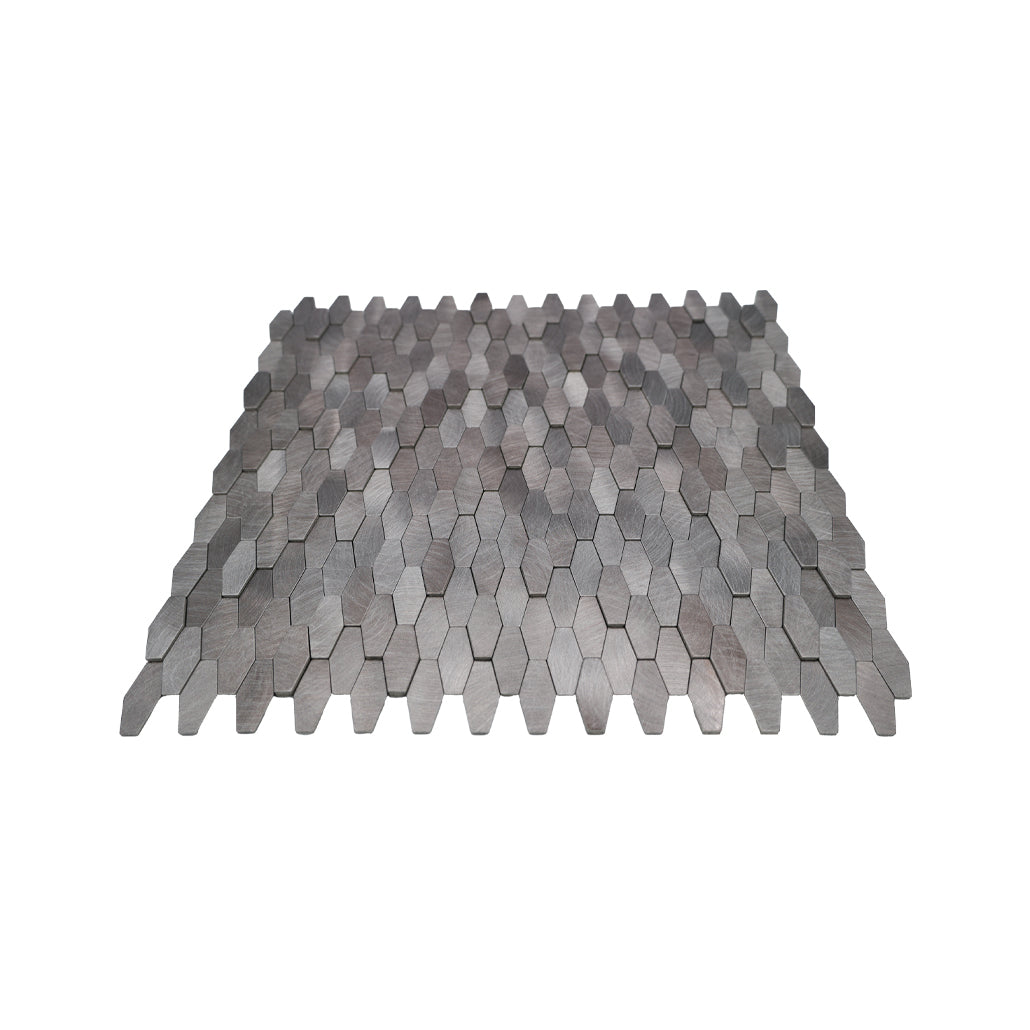 Selbstklebende Mosaikfliesen Metall | Picket 3D Grau | 31×30 cm | Küche, Bad & WC