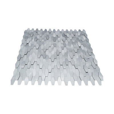 Selbstklebende Mosaikfliesen Metall | Picket 3D Silber | 31×30 cm | Küche, Bad & WC