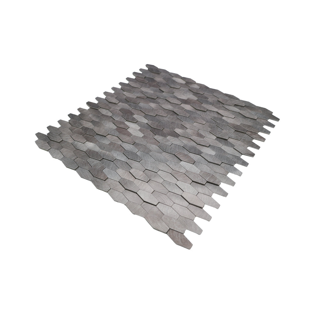 Selbstklebende Mosaikfliesen Metall | Picket 3D Grau | 31×30 cm | Küche, Bad & WC