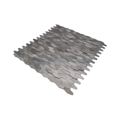 Selbstklebende Mosaikfliesen Metall | Picket 3D Grau | 31×30 cm | Küche, Bad & WC