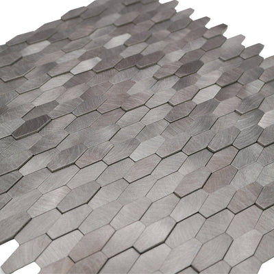Selbstklebende Mosaikfliesen Metall | Picket 3D Grau | 31×30 cm | Küche, Bad & WC