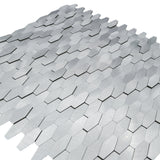 Selbstklebende Mosaikfliesen Metall | Picket 3D Silber | 31×30 cm | Küche, Bad & WC
