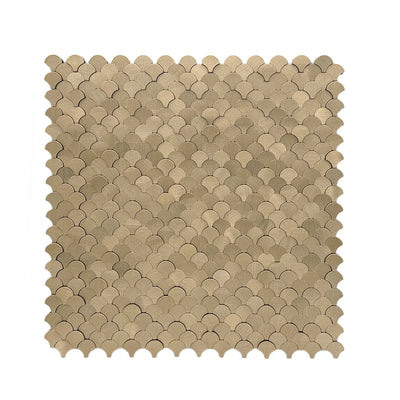 Selbstklebende Mosaikfliesen Metall | Fischschuppe 3D Gold | 28,8×29,8 cm | Küche, Bad & WC