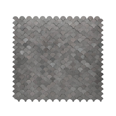 Selbstklebende Mosaikfliesen Metall | Fischschuppe 3D Anthrazit | 28,8×29,8 cm | Küche, Bad & WC