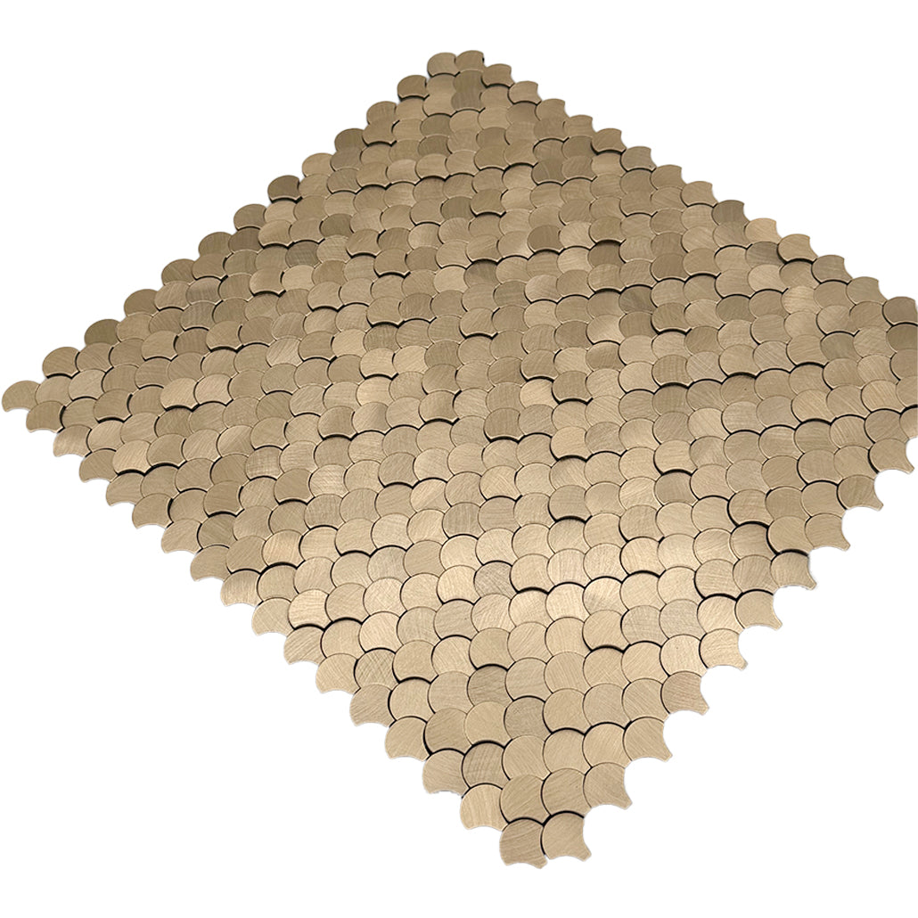 Selbstklebende Mosaikfliesen Metall | Fischschuppe 3D Gold | 28,8×29,8 cm | Küche, Bad & WC
