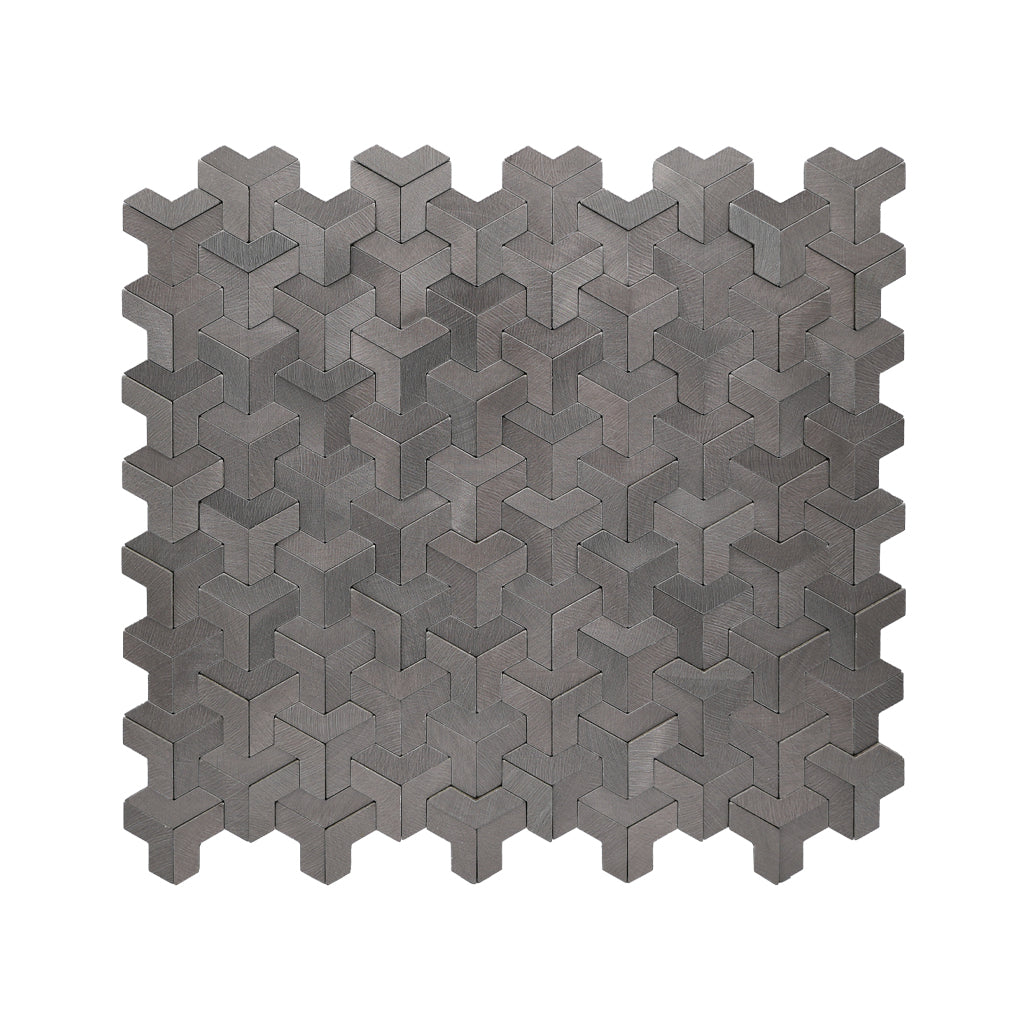 Selbstklebende Mosaikfliesen Metall | Trifold 3D Anthrazit | 30,3×28 cm | Küche, Bad & WC