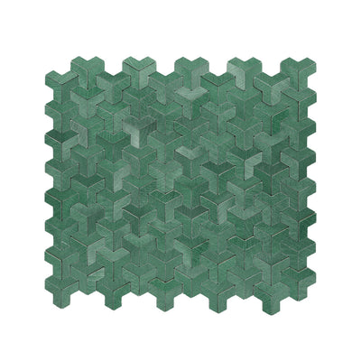 Selbstklebende Mosaikfliesen Metall | Trifold 3D Dunkelgrün | 30,3×28 cm | Küche, Bad & WC