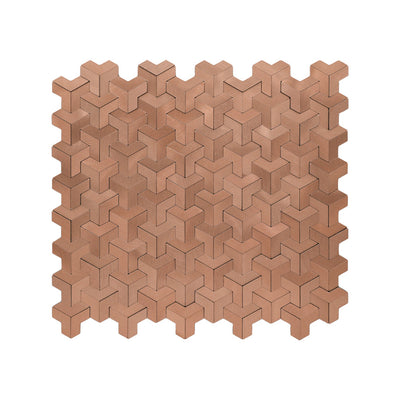 Selbstklebende Mosaikfliesen Metall | Trifold 3D Kupfer | 30,3×28 cm | Küche, Bad & WC