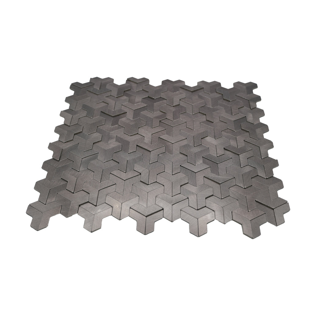 Selbstklebende Mosaikfliesen Metall | Trifold 3D Anthrazit | 30,3×28 cm | Küche, Bad & WC