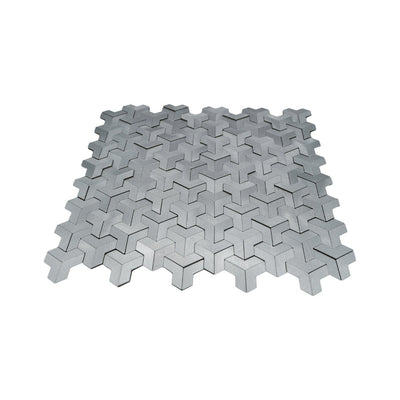 Selbstklebende Mosaikfliesen Metall | Trifold 3D Silber | 30,3×28 cm | Küche, Bad & WC