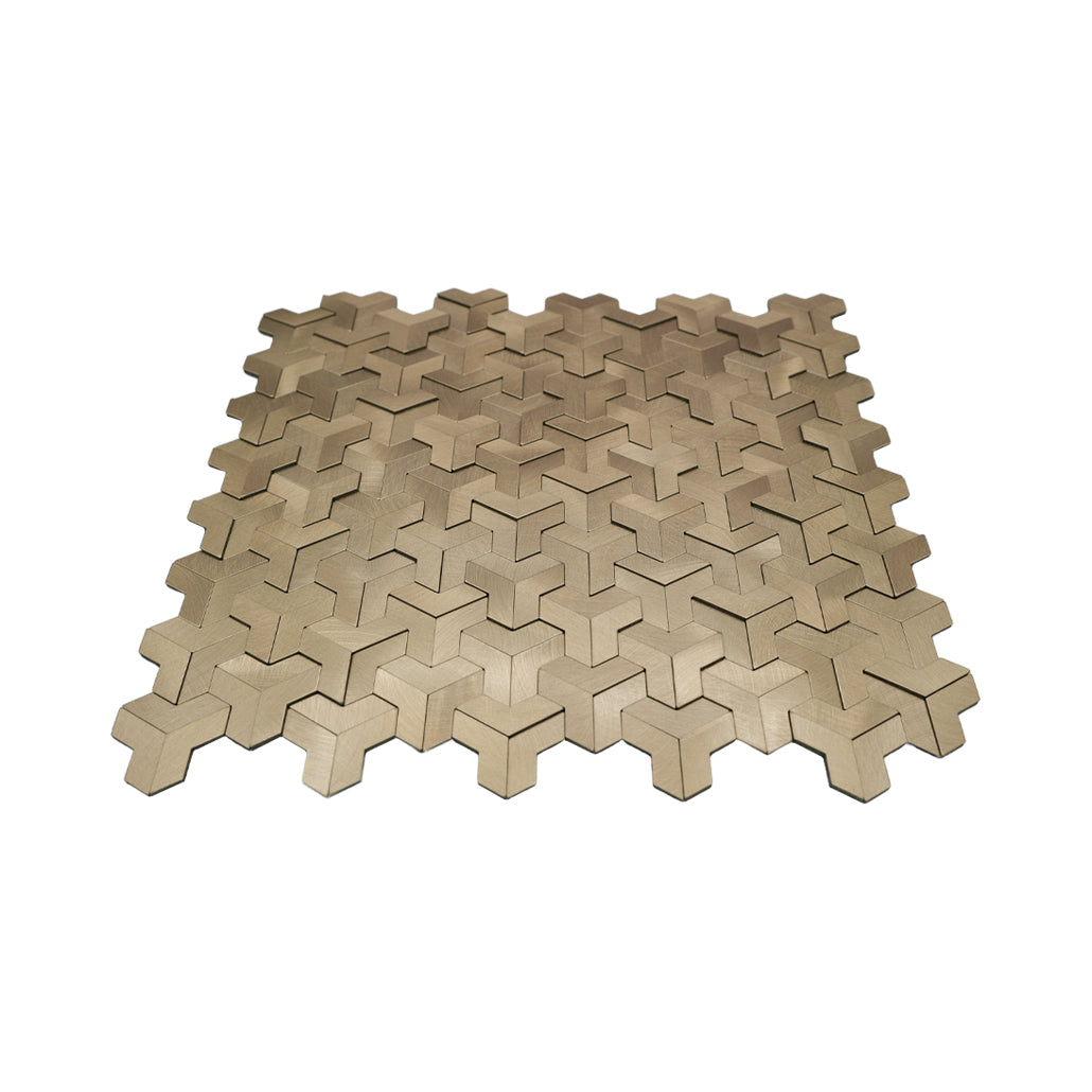 Selbstklebende Mosaikfliesen Metall | Trifold 3D Gold | 30,3×28 cm | Küche, Bad & WC