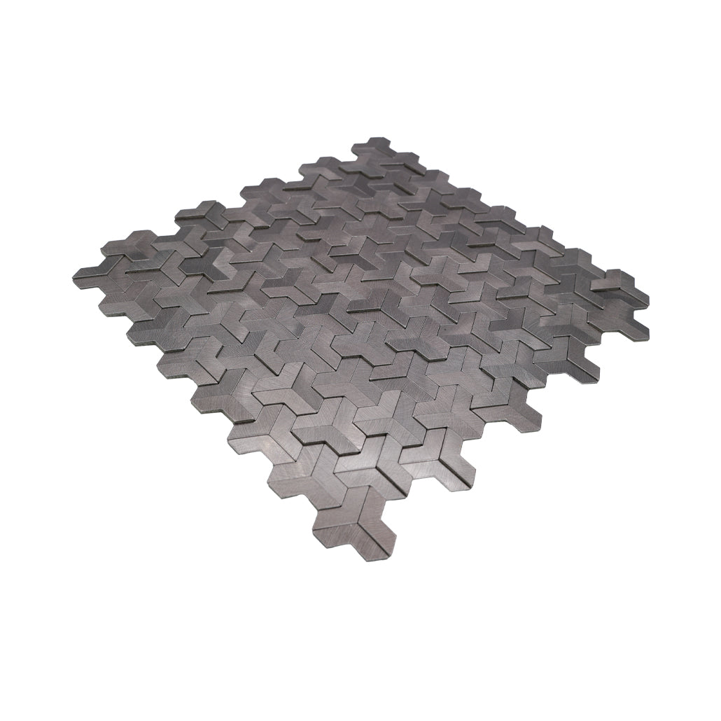 Selbstklebende Mosaikfliesen Metall | Trifold 3D Anthrazit | 30,3×28 cm | Küche, Bad & WC