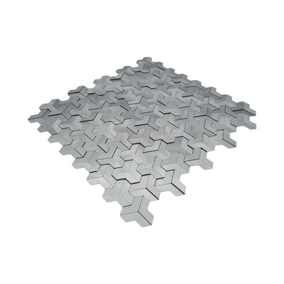 Selbstklebende Mosaikfliesen Metall | Trifold 3D Silber | 30,3×28 cm | Küche, Bad & WC