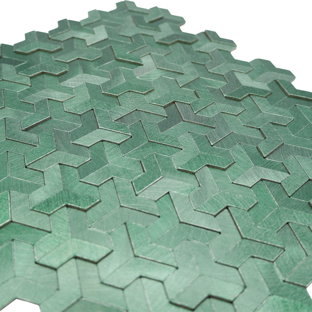 Selbstklebende Mosaikfliesen Metall | Trifold 3D Dunkelgrün | 30,3×28 cm | Küche, Bad & WC