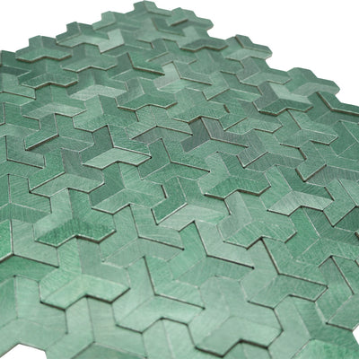 Selbstklebende Mosaikfliesen Metall | Trifold 3D Dunkelgrün | 30,3×28 cm | Küche, Bad & WC