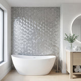 Selbstklebende Mosaikfliesen Metall | Trifold 3D Silber | 30,3×28 cm | Küche, Bad & WC
