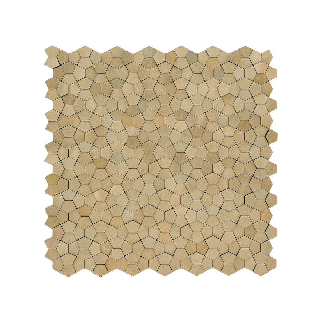 Selbstklebende Mosaikfliesen Metall | Pentagon 3D Champagner | 28,2×28,2 cm | Küche, Bad & WC