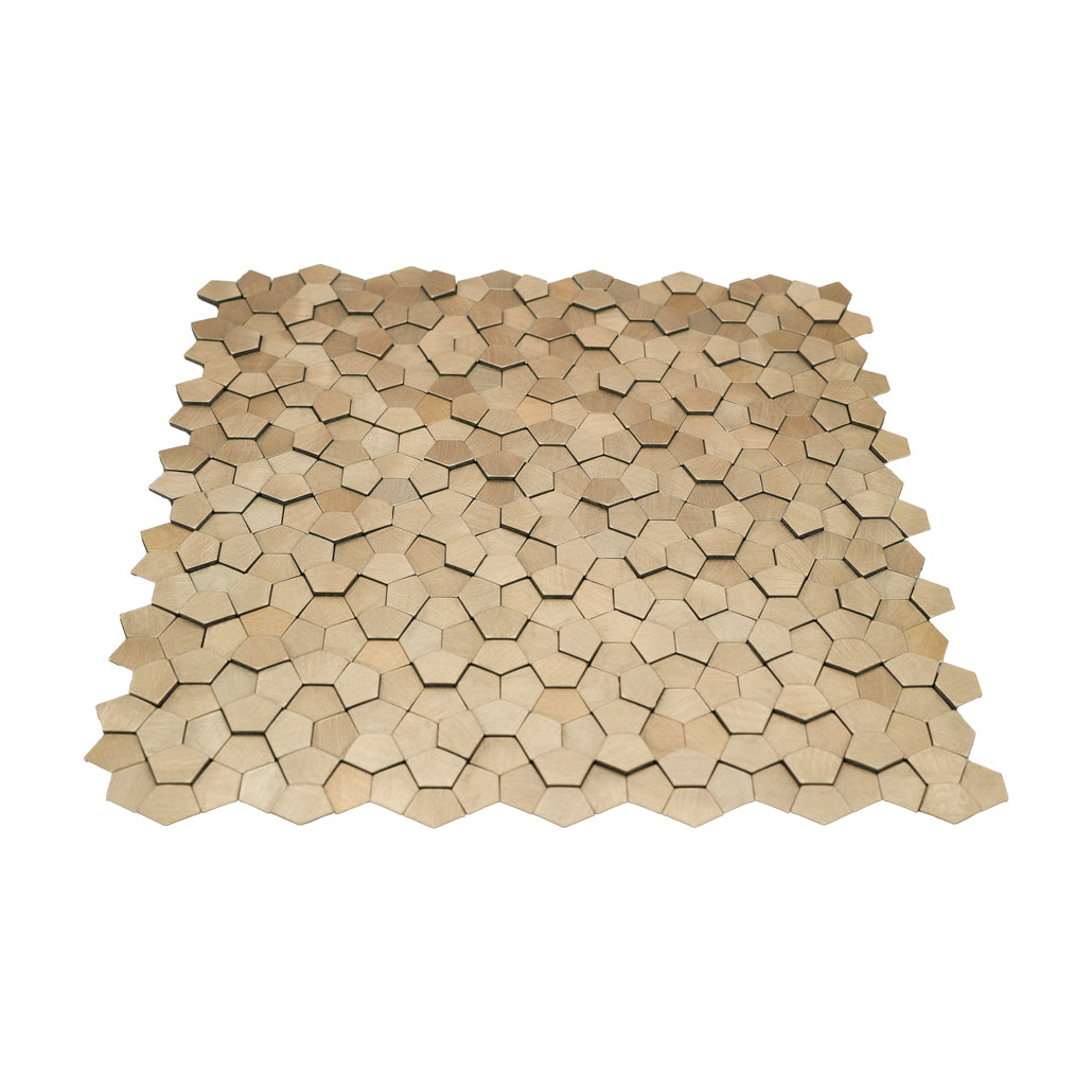 Selbstklebende Mosaikfliesen Metall | Pentagon 3D Champagner | 28,2×28,2 cm | Küche, Bad & WC