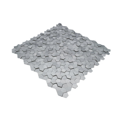 Selbstklebende Mosaikfliesen Metall | Pentagon 3D Silber | 28,2×28,2 cm | Küche, Bad & WC