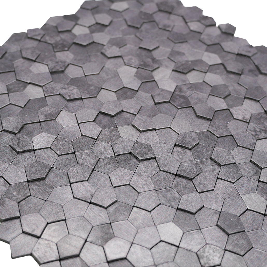 Selbstklebende Mosaikfliesen Metall | Pentagon 3D Grau | 28,2×28,2 cm | Küche, Bad & WC