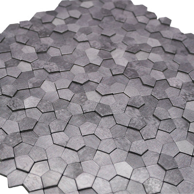 Selbstklebende Mosaikfliesen Metall | Pentagon 3D Grau | 28,2×28,2 cm | Küche, Bad & WC