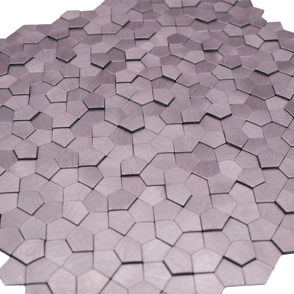 Selbstklebende Mosaikfliesen Metall | Pentagon 3D Rosa | 28,2×28,2 cm | Küche, Bad & WC