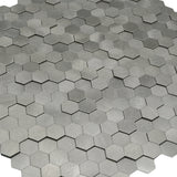 Selbstklebende Mosaikpaneele | Mini Hexagon 3D Silber | 29,8×30,7 cm | Metall